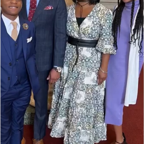 Anthropologie V-Neck Textured Midi dress size Medium - Picture 5 of 8